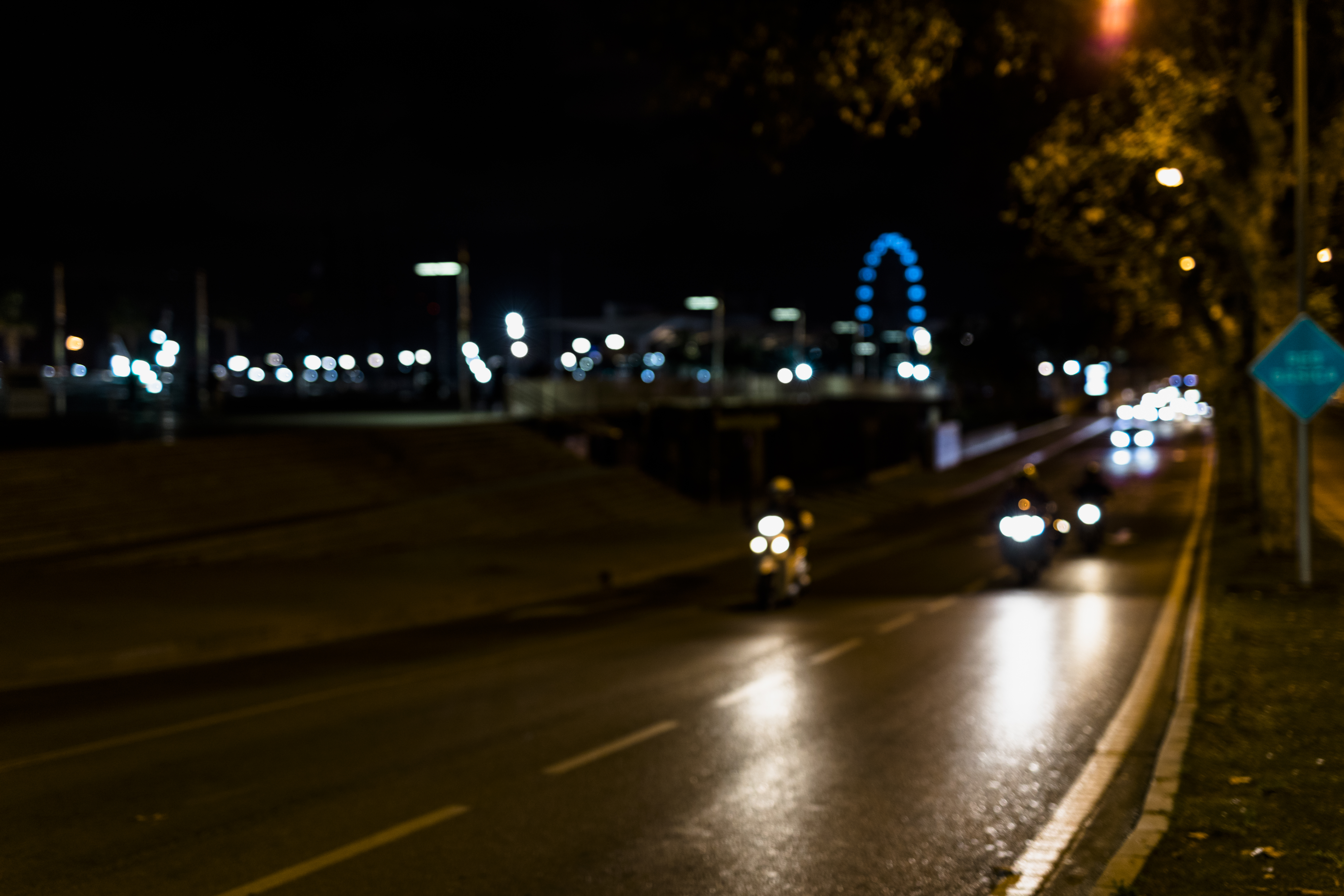 blurred warm light city night