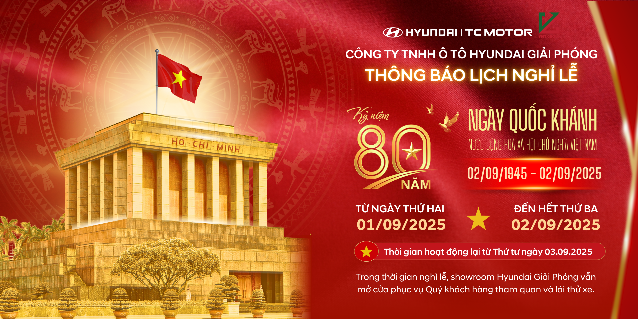 Banner Chúc mừng Kỷ niệm 80 năm Ngày Quốc khánh Việt Nam Trang trọng Đỏ vàng (1)